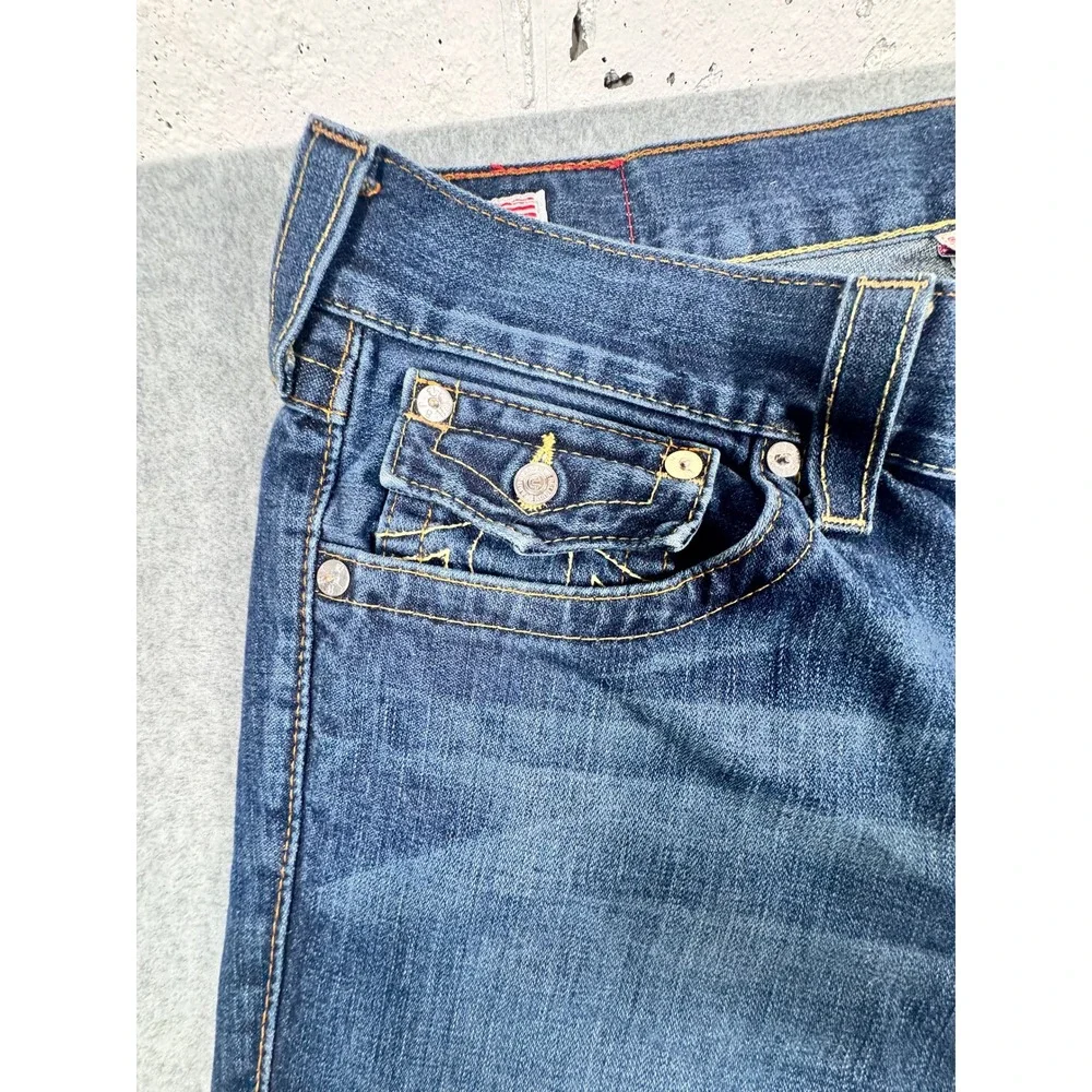 True Religion Mens Straight Leg Jeans Blue Medium Wash Made in USA Size 36